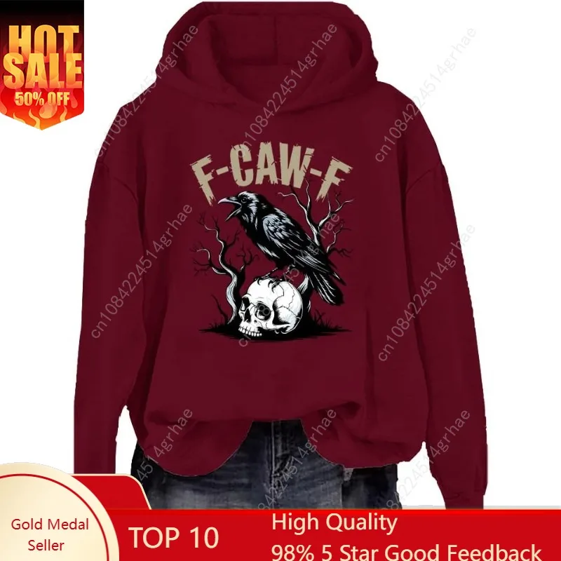 

F-Caw-F Crow Sweatshirt Funny FCawF Crow Black Bird Shirt Gothic Sweatshirts For Women
