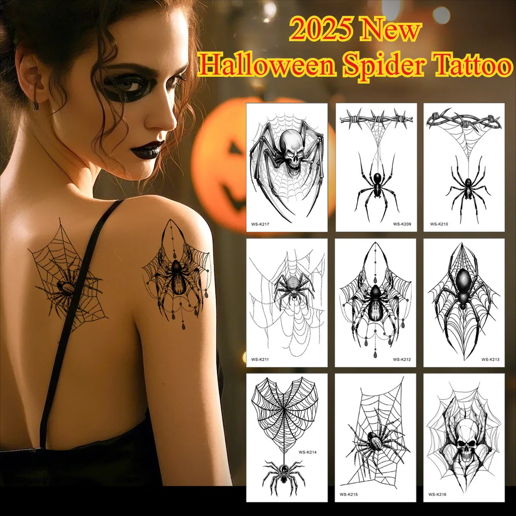 

Halloween Spider Web Temporary Tattoos for Men Women Realistic Tattoo Stickers for Halloween Party Fake Tattoo