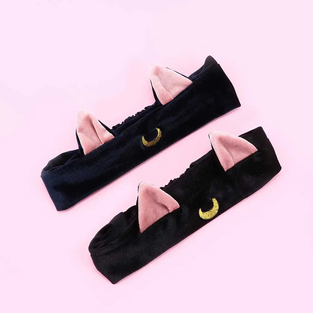 Elastic Facial Accessory Face Mask Girls Cat Ear Headband Headwrap Hairband Washing