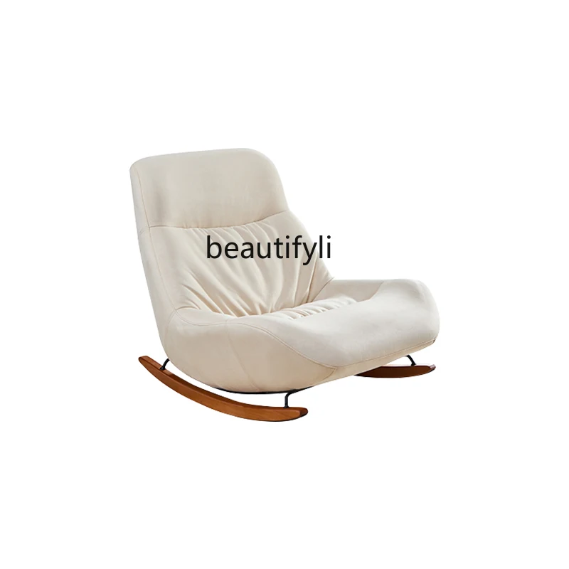 

Modern Minimalist Cream Style Leisure Chair Fabric Rocking Chair Single Lazy Sofa