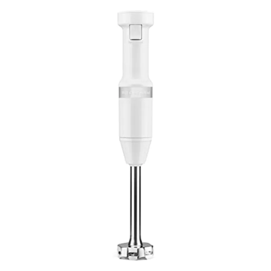 

Variable Speed Corded Hand Blender for Kitchen Use White Durable Stainless Steel Blades Compact Design for Smoothie and Soup Pr