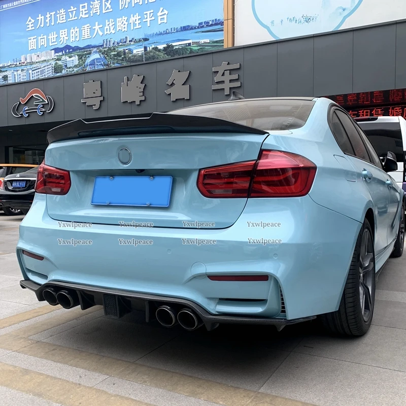 For BMW F30 F35 M3 3 Series 2013-2018 PSM Style Spoiler ABS Glossy Black / Carbon Fiber Look Rear Trunk Lip Wing Decoration