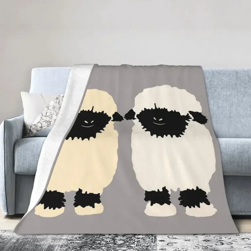 Flannel throw blanket Valais black nose sheep friends blanket soft bedspread warm plush blanket bed for picnic travel home sofa