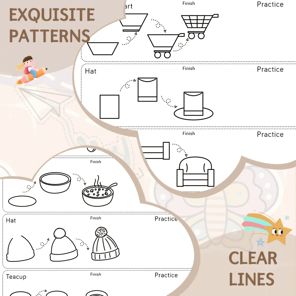 A Simple Drawing Book, Easy To Understand, with Detailed and Practical Steps Convenient for Practice Coloring Book