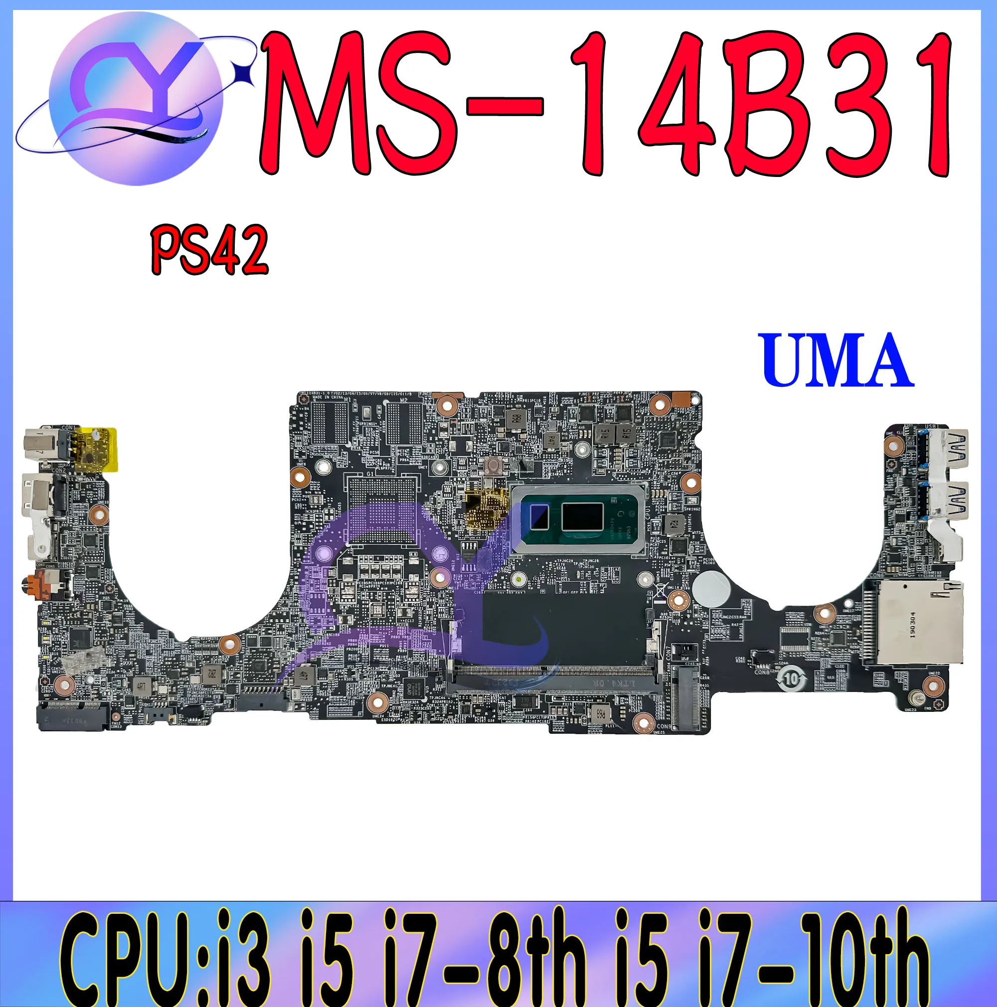 

MS-14B31 Mainboard For MSI PS42 Modern 8RO 8RA MS-14B3 Laptop Motherboard With i3 i5 i7-8th Gen MX150/MX250-V2G or UMA DDR4