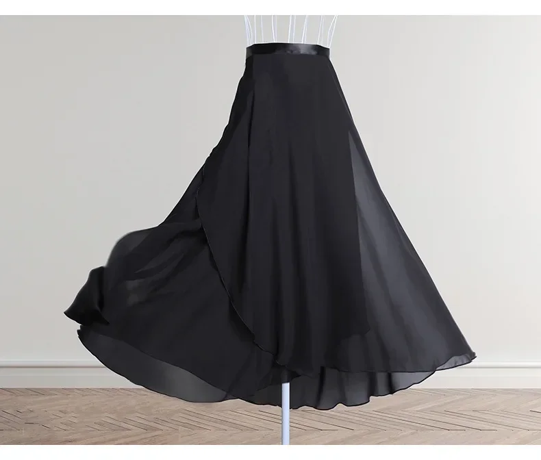 Chiffon Ballett Tutu Tanz Rock Tanz Skate Wrap Schal Gymnastik Ballerina Lyrical Lange Ballett Rock Frauen Ballett Tanz Kleid – Detail 9