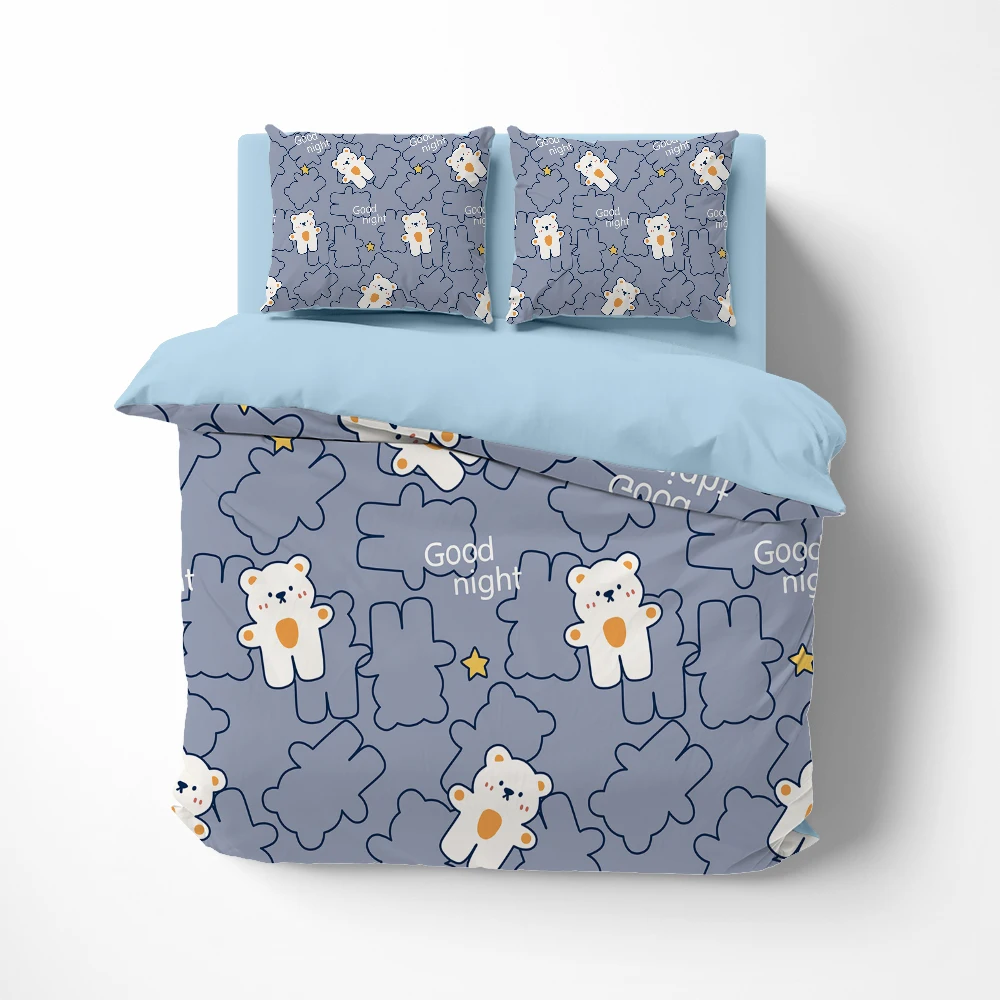 Linens Cartoon bear Bedding set twin queen king euro bed linen Quilt/Duvet cover set 2bedrooms lovely Bed set for kids shower