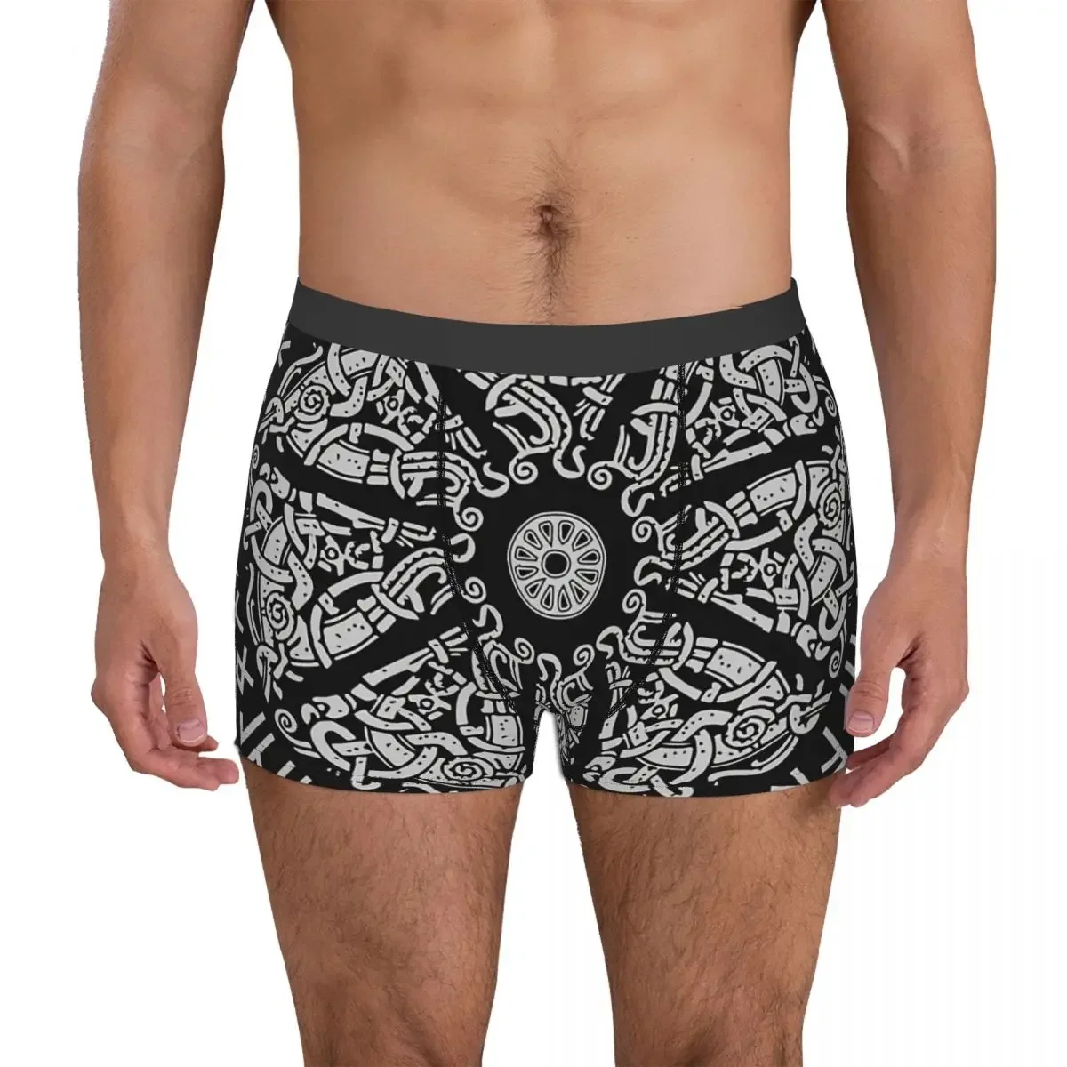 Ancient Shield And Scandinavian Runes Men's Boxer Briefs Shorts Men Underpants Cartoon Anime Funny Men's Panties Soft