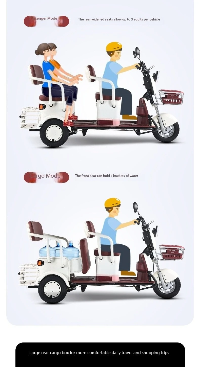 

Elderly electric tricycles are used for commuting, picking up and dropping off children, and three seater families