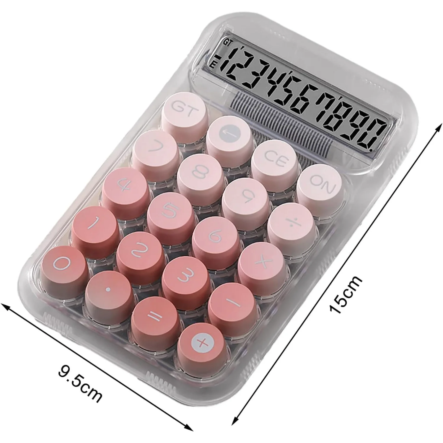 Calculadora de cor gradiente de volta às aulas, calculadora de mesa fofa, display LCD transparente mecânico, escola de escritório, violeta