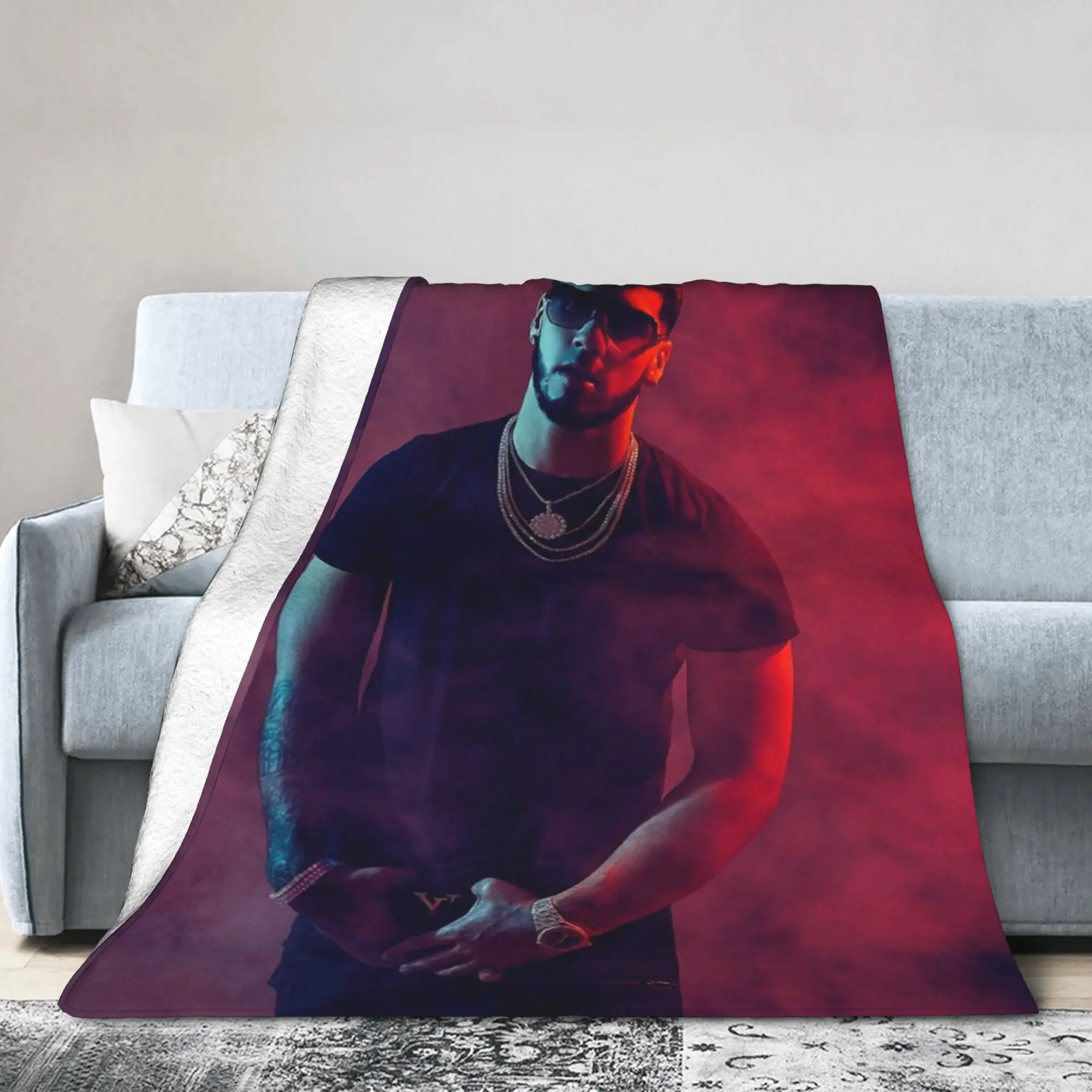 Anuel AA خمر مغني الراب ميرش بطانية سوبر لينة الدافئة رمي البطانيات لغرفة المعيشة 50x60 بوصة متعددة الحجم يلقيات والبطانيات #3
