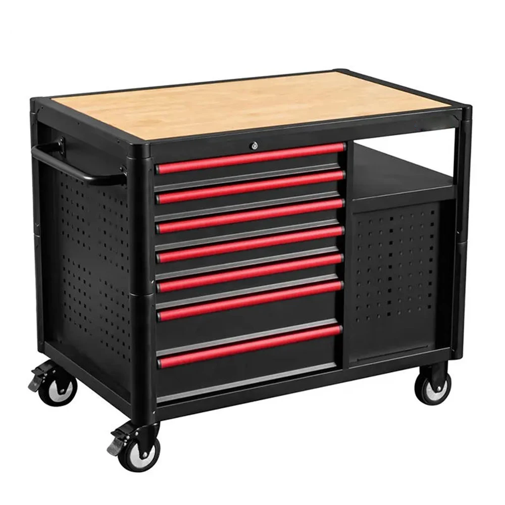 Red And Black Rolling Garage Workshop Tool Organizer Detachable 11 Drawers Tool Cabinet