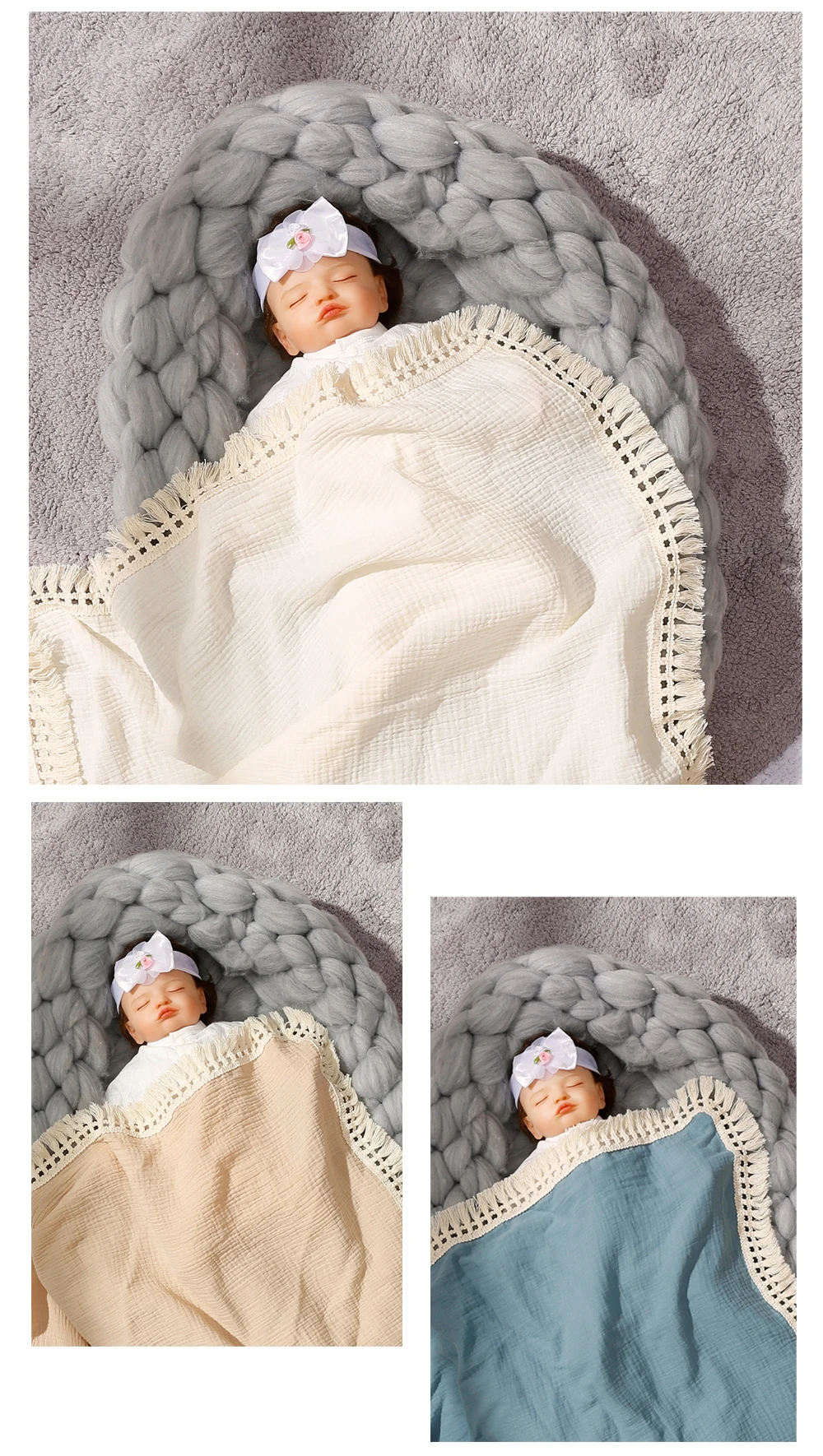 معزول الرضع شرابة الشاش بطانية الوليد منشفة استحمام الطفل التفاف مبطن عقد جديد اكسسوارات الطفل الأطفال الشاش بطانية