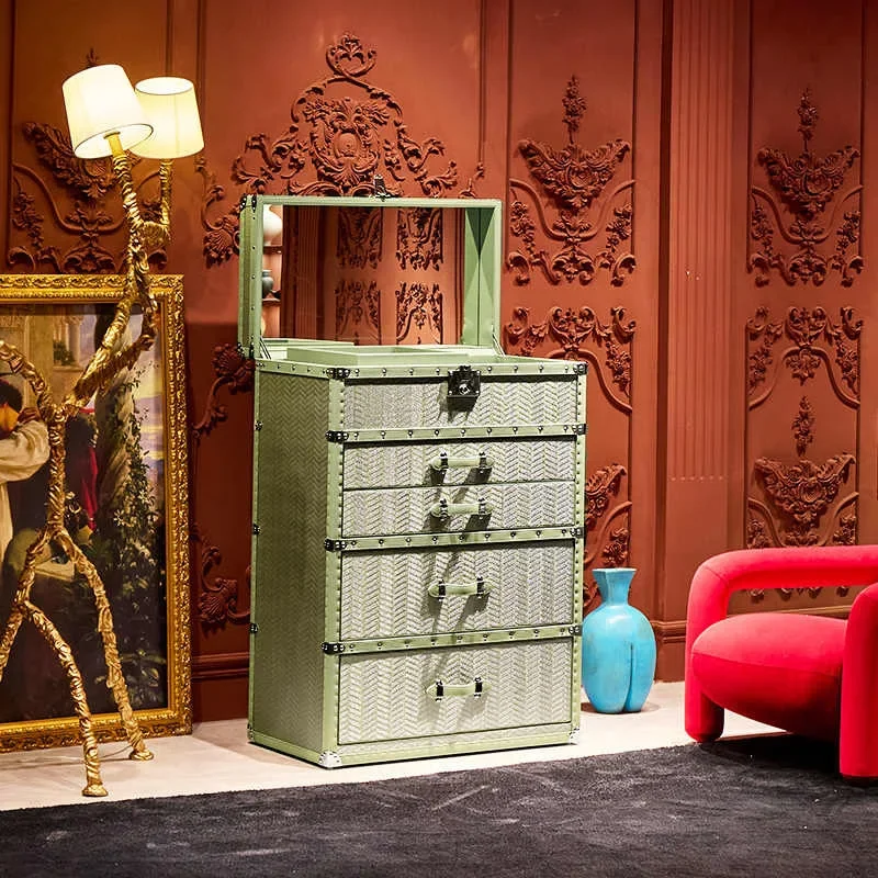 خزانة مجوهرات من الأسلاك النحاسية الإيطالية الفاخرة الخفيفة، خزانة صدر، صندوق صلب عالي الإحساس، منزلية #3