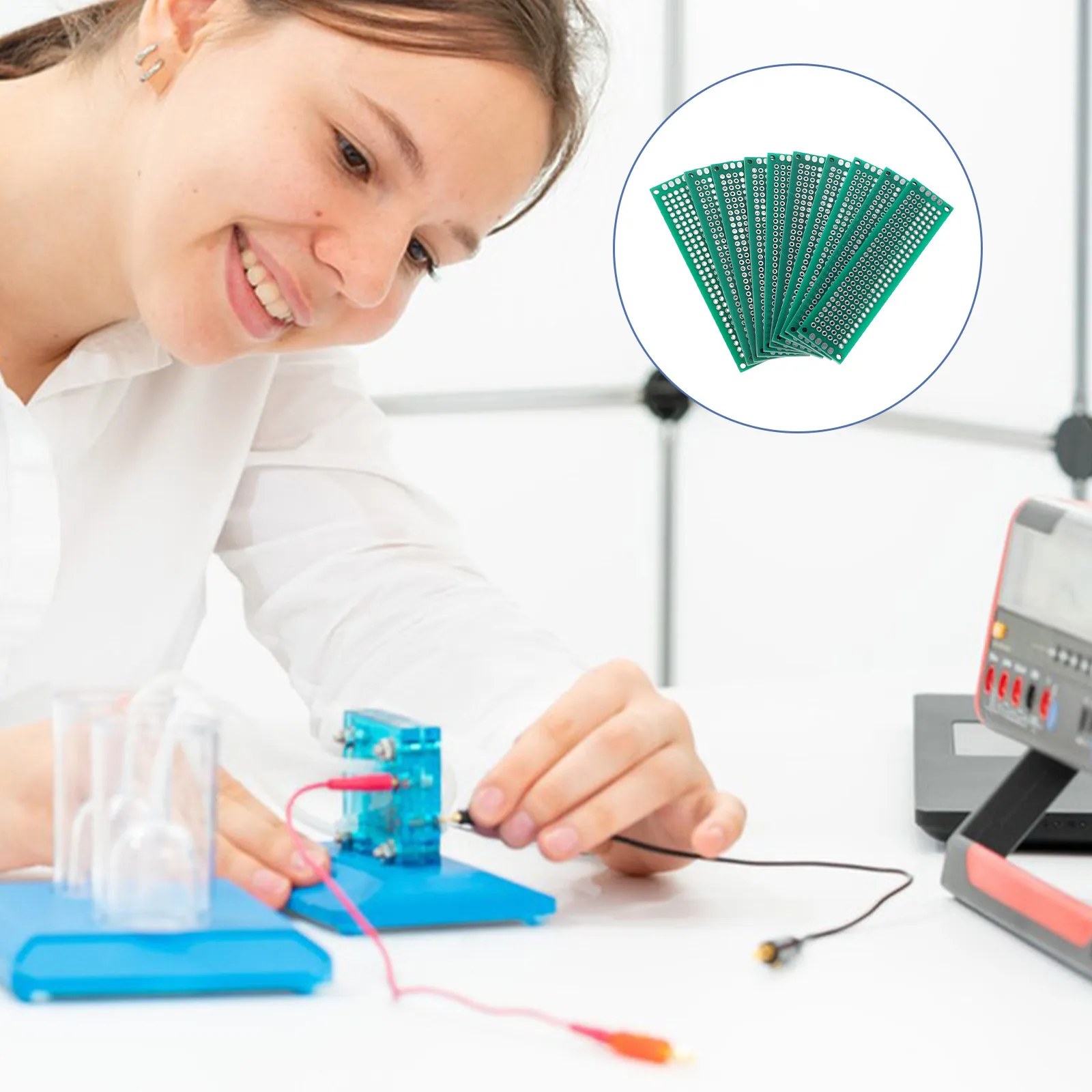 10Pcs Double Sided Circuit Board Pcb Universal Resin Fiberglass Board 2x8cm Solderable for DIY Electronic Experiments