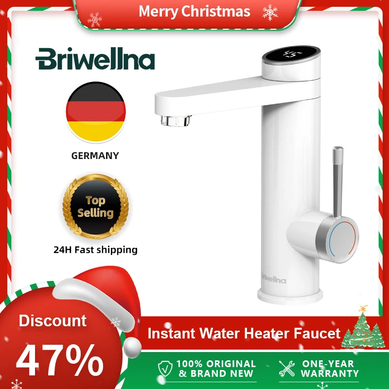 Briwellna-calentador de agua eléctrico de 220V, grifo de lavabo con calefacción, de 120 ° caño giratorio, mezclador inteligente de agua, géiser