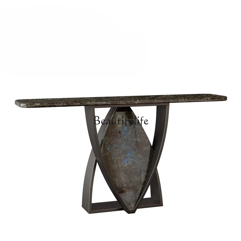 

05-Modern simple light luxury natural marble entrance table creative high-end entrance table