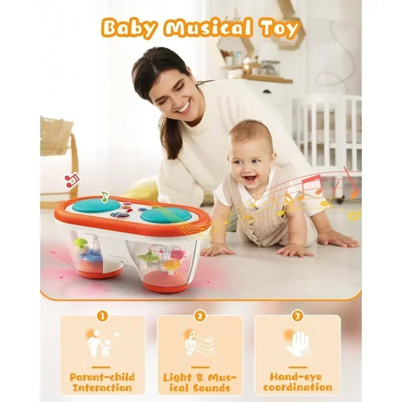 Baby Clap Drum 12+ Month Kids Musical Toy Infant Toys Rotating Music Sensory Light Up Toys Early Educational for Kids Gifts