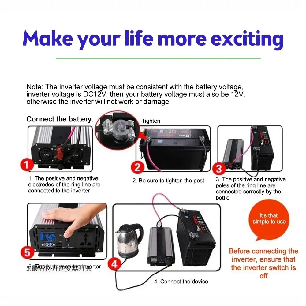 Pure Sine Wave Inverter DC Portable Power Bank Converter Solar Inverter 24V To AC 220V 1000W