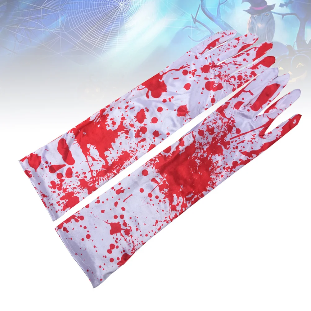 1Pair Blood Gloves for Halloween Horror Style Cosplay Gloves Warm Comfortable for Festival Haunted House Decor