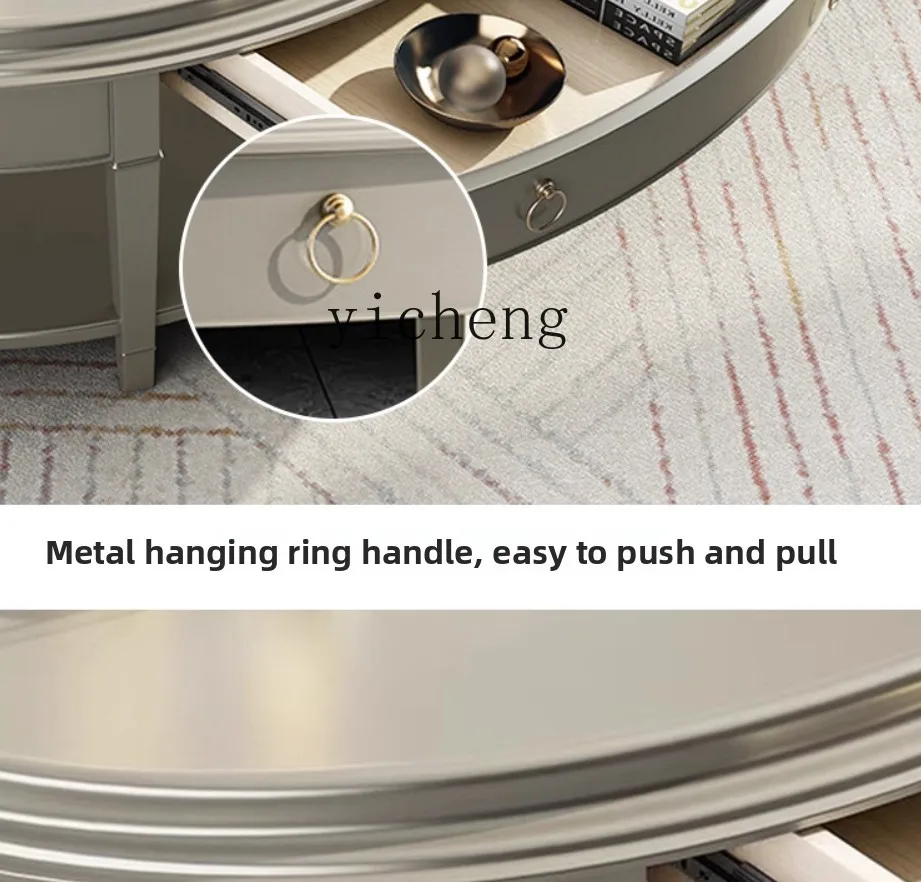 

TQH Coffee Table High Sense Living Room Coffee Table Solid Wood TV Cabinet Combination Oval Household Tea Tray home decor