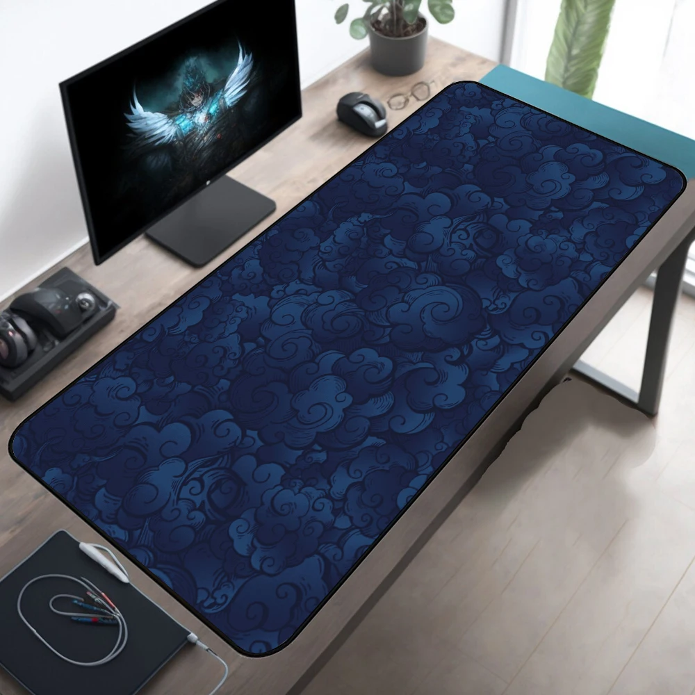 Japan Clouds Deskmat Black Carpet 120x60 Gaming Mousepad Laptop Kawaii Computer Offices Mouse Pad Playmat Mouse Mats Accessories