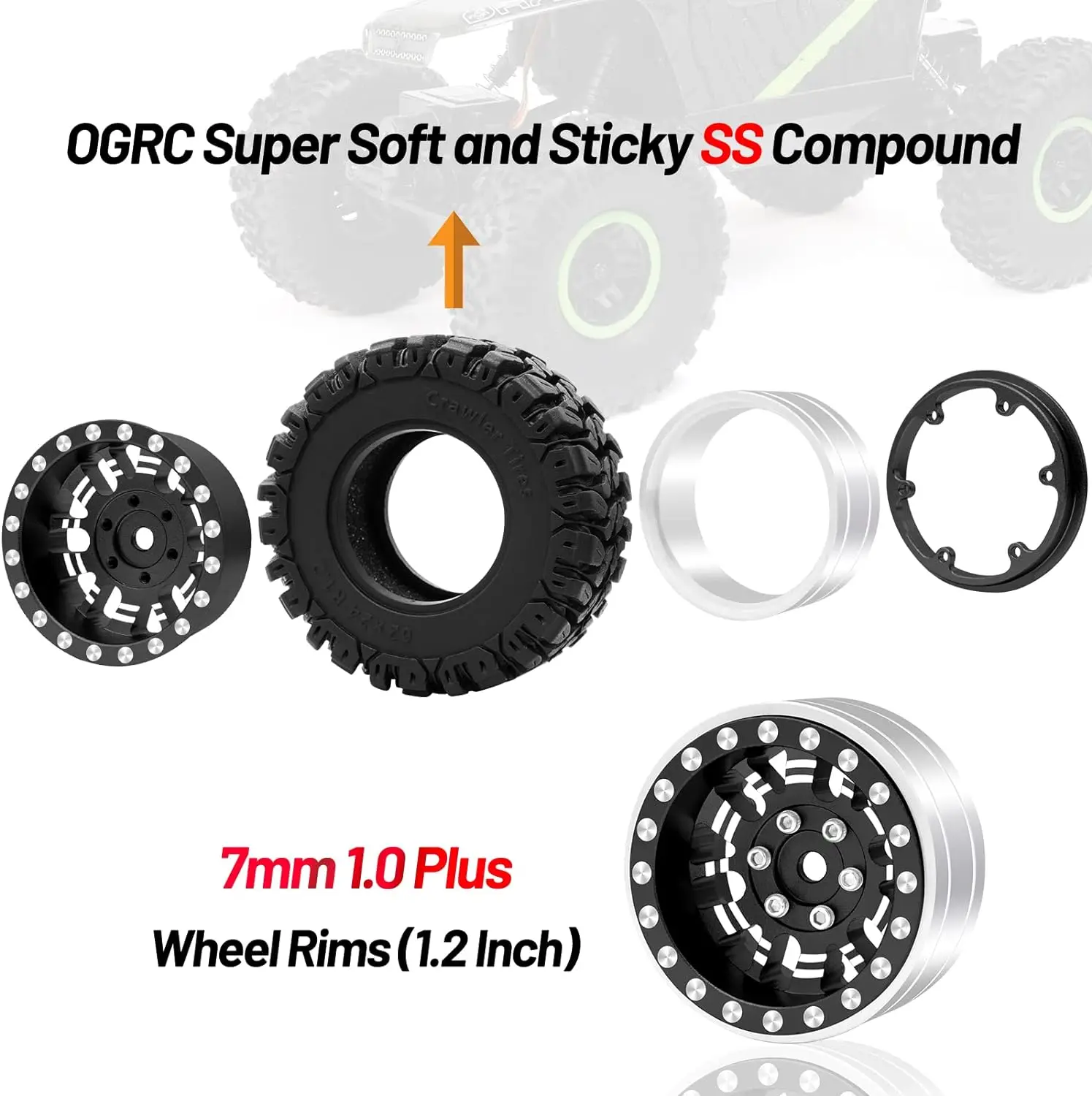 4pcs 1.2inchs Beadlock Wheels 7mm Negative Offset Wheel Rims for TRX4M SCX24 FCX24 AX24 1/24 1/18 RC Crawler Car-62 * 24mm