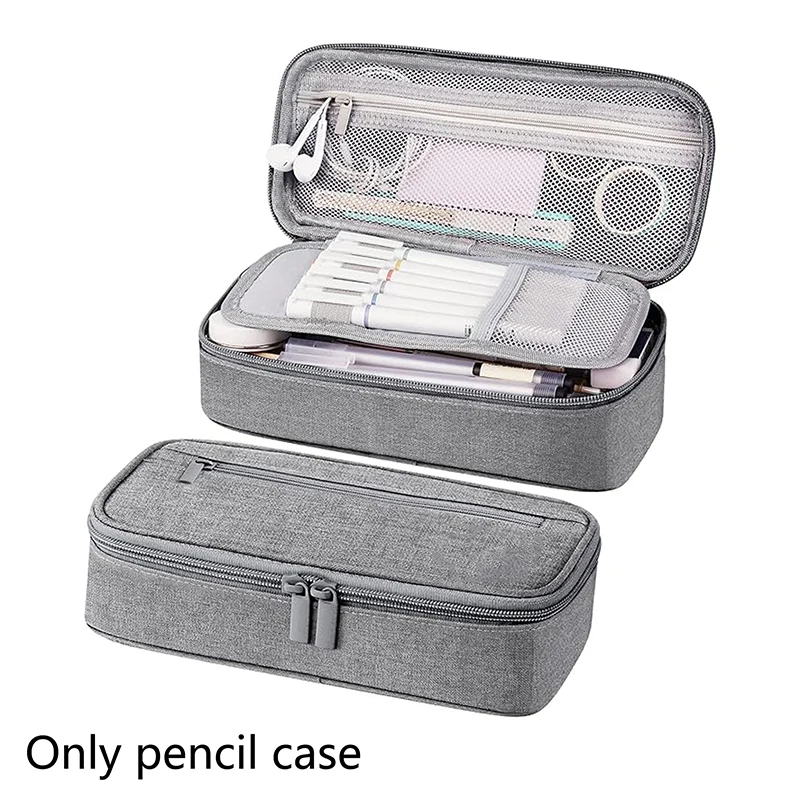 

Pen Storage Bag Pencil Case 2 Layer Large Capacity Cosmetic High Quality Study Supplies Simple Student Stationary Boxes