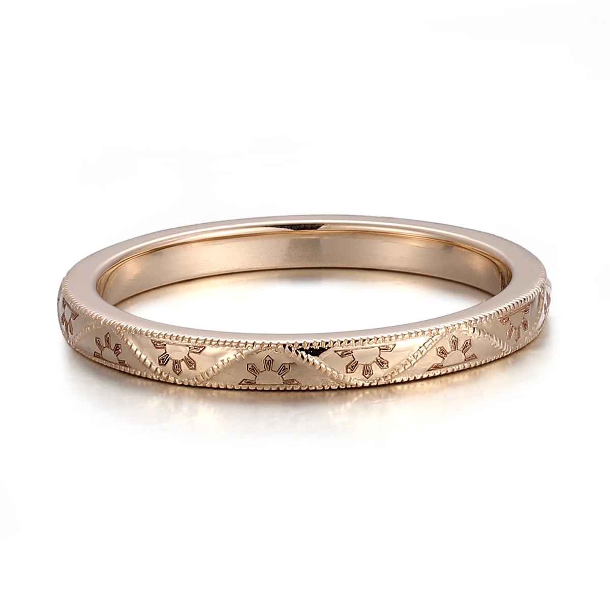 Provence 925 Sterling Silver Jewelry Milgrain Wedding Band Exquisite Engraving Yellow Gold Plated Band For Women Men view 2