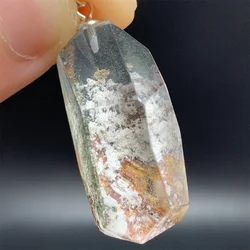 Faceted Natural Multi Colors Phantom Quartz Necklaces Men Women Clear Crystals Beads Rainbow Flash Colorful Ghost Quartz Pendant