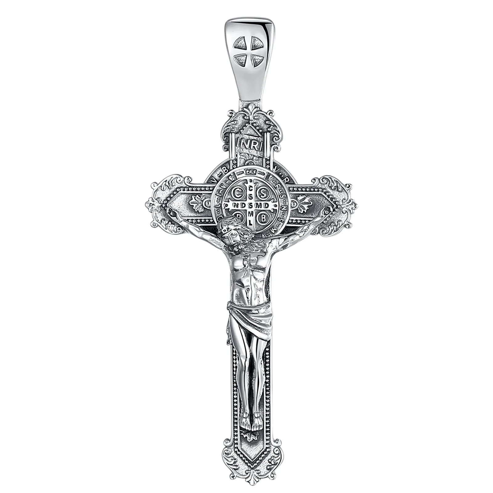 Eudora Collier Pendentif Croix Crucifix en Argent Massif 5
