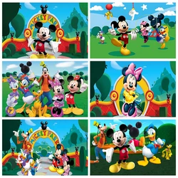 Mickey Mouse and His Friends Clubhouse Vinyl Backdrops Kids Birthday Party Decoration Photography Background Baby Shower Banner