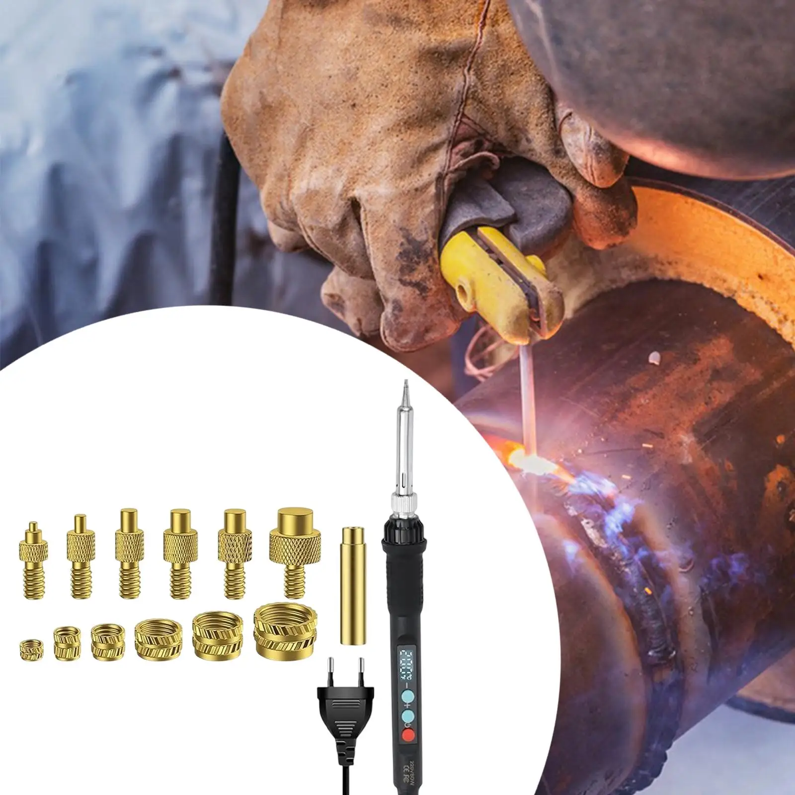 Threaded Insert Soldering Kit Ergonomic with Four Ventilation Holes 80W Soldering Iron Professional Electric Soldering Iron Kit