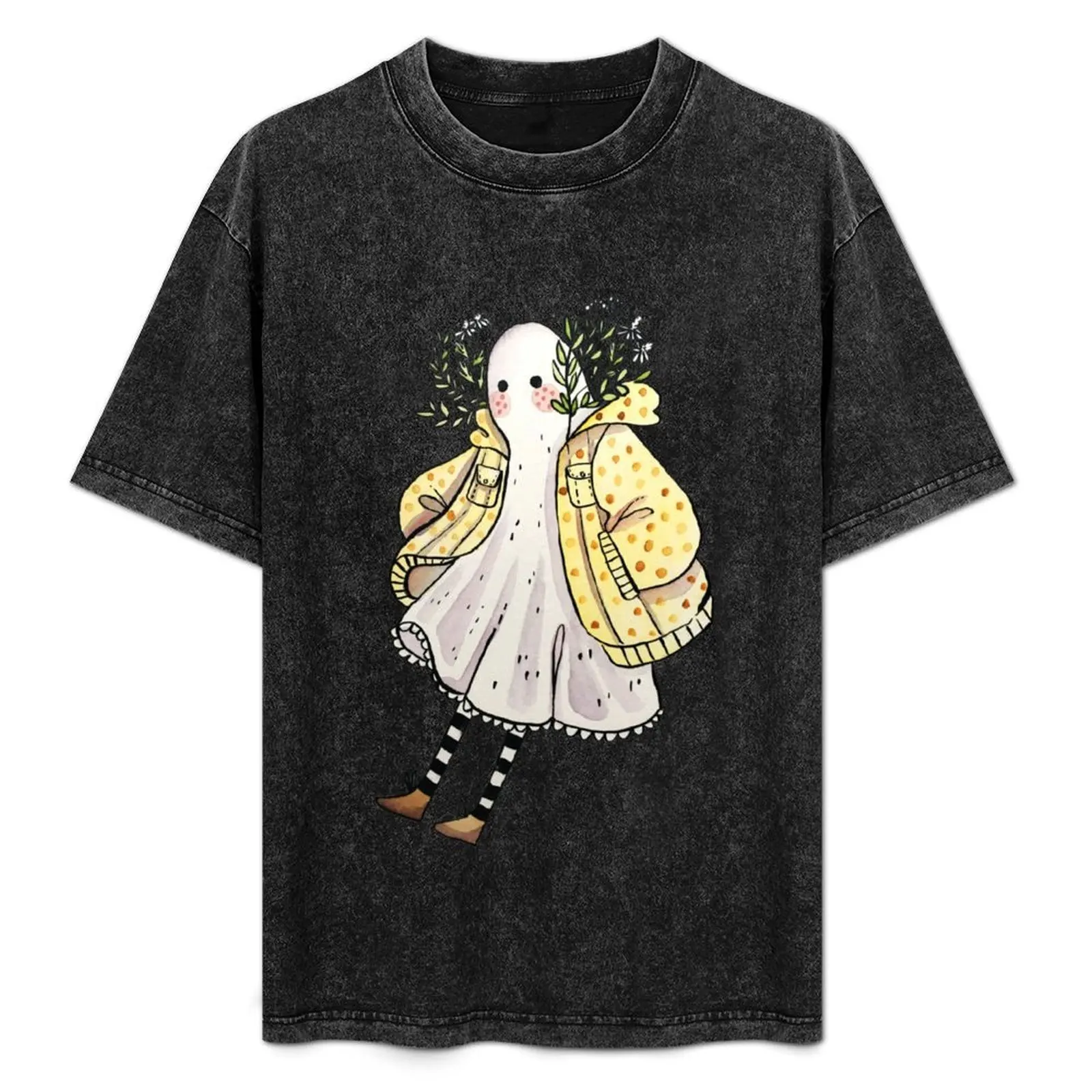 

Little Ghostie in Raincoat T-Shirt Trendy Casual Short Sleeve Shirt