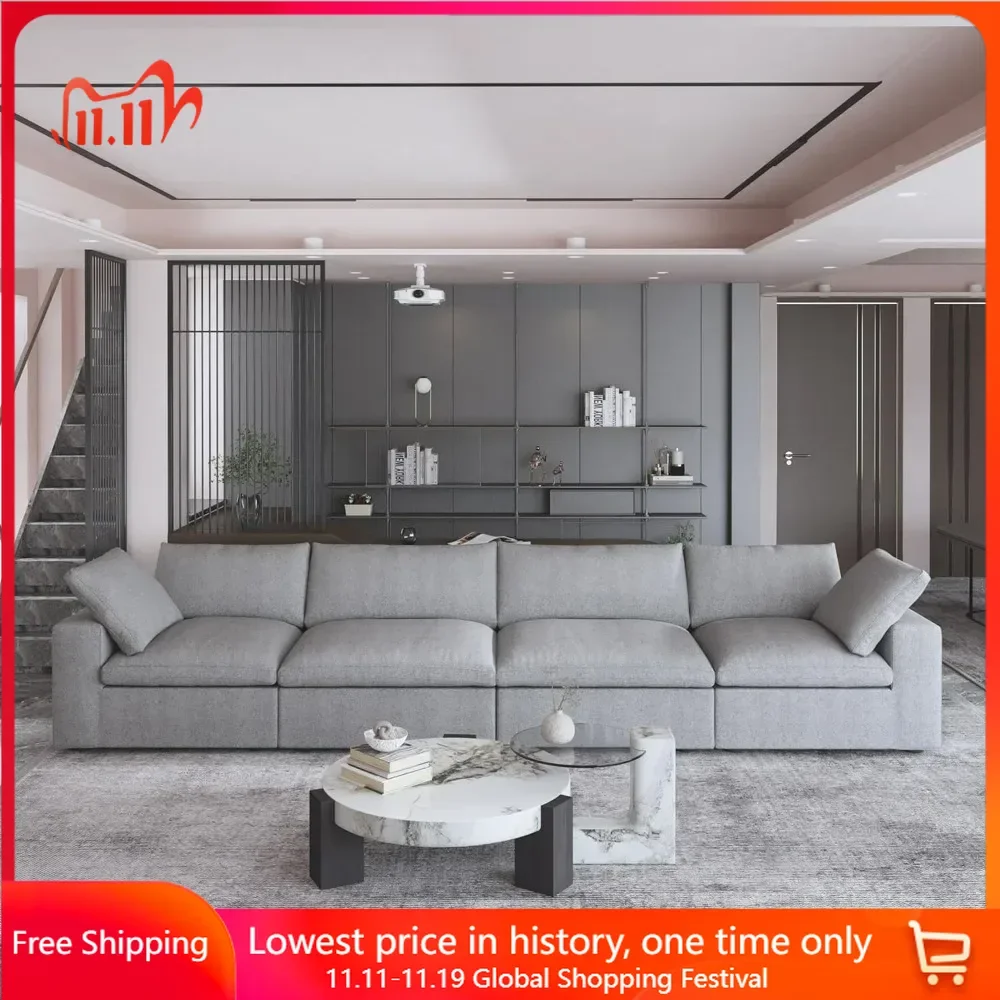 Cloud Modular Sectional Sofa with Thick Cushion, Wide 4-Seater Minimalist Sofa Couch,Deep Seat Couches for Living Room Sofa Sets