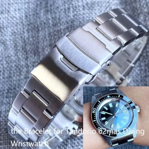 New Curved End Stainless Steel Bracelet for Tandorio 62mas Diving Men Wristwatch