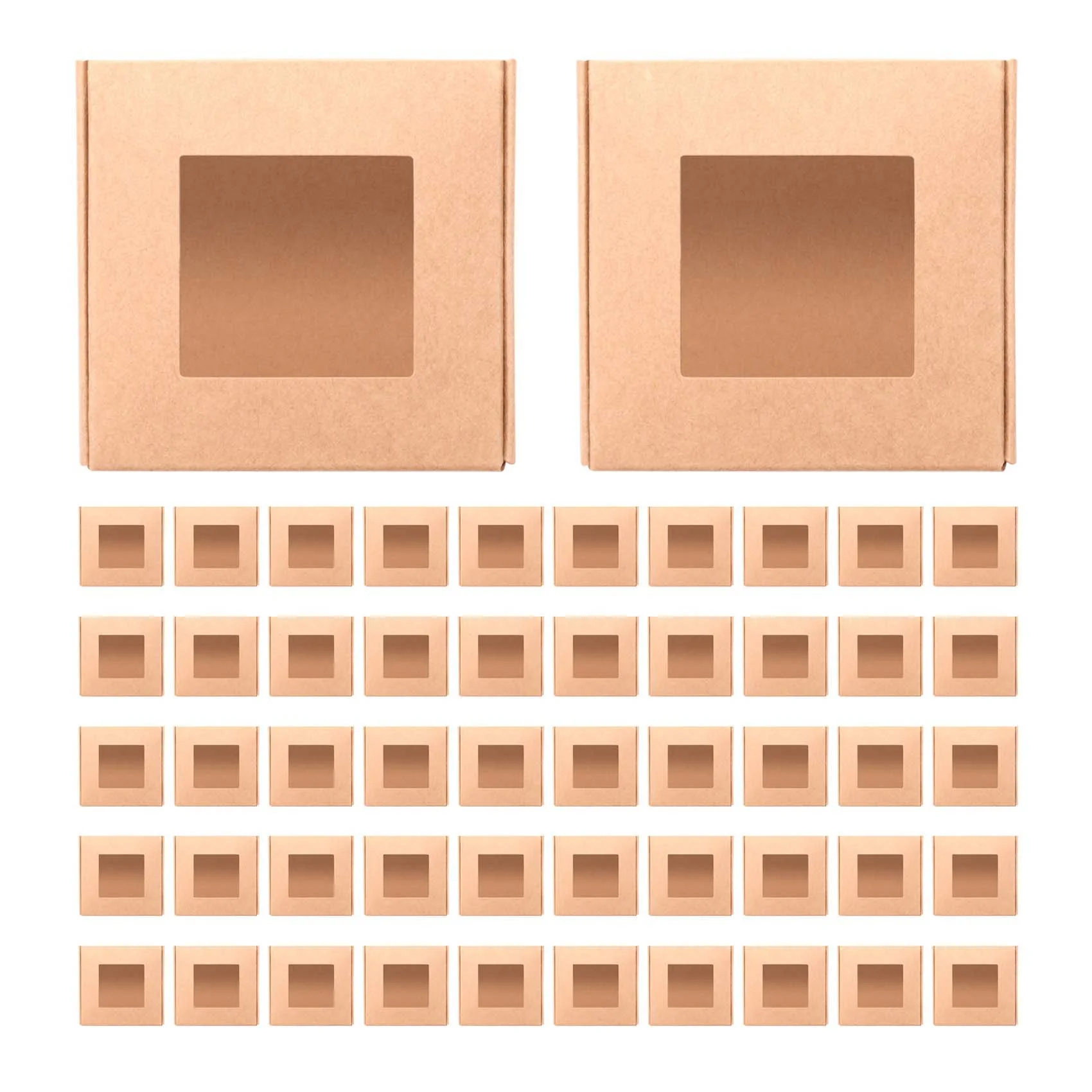 

50 Pieces Mini Kraft Paper Box with Window Present Packaging Box Treat Box for Homemade Soap Treat Bakery Candy (Brown)