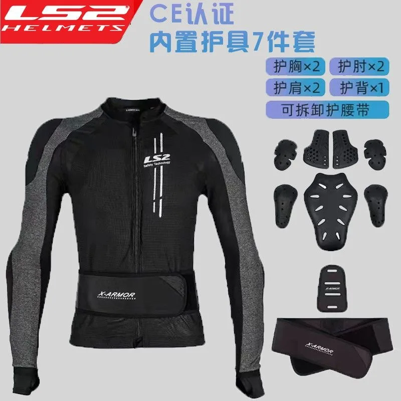 Man LS2 Motorcycle Jacket Moto Racing Riding Clothing Armor Breathable Men Women Soft Armor Clothing CE Protective Gear