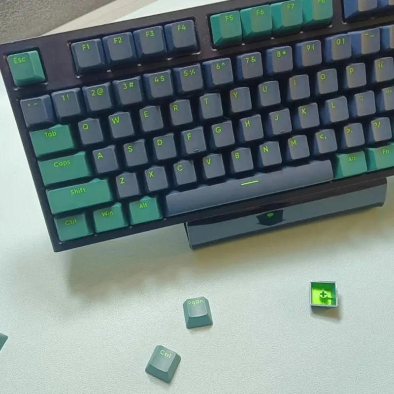 117PCS Green Black Keycaps Double Shot For 68 87 96 980 104 Mechanical Keyboard