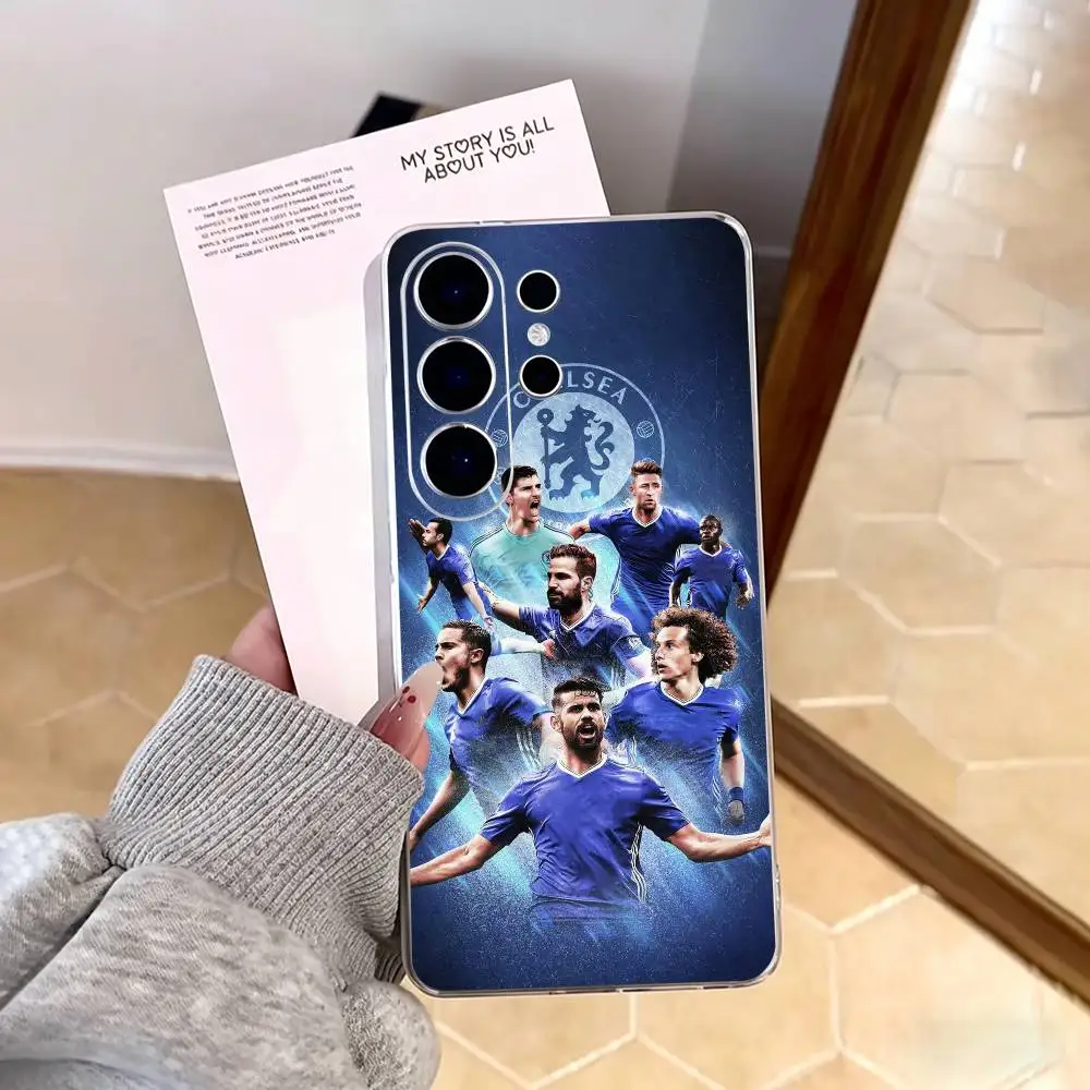 Hot Fans For T-Chelsea Luxury Phone Case For Samsung S25,S24,S21,S22,S23,S30,Ultra,S20,Plus,Fe,Note,10,9,5G Transparent Cover