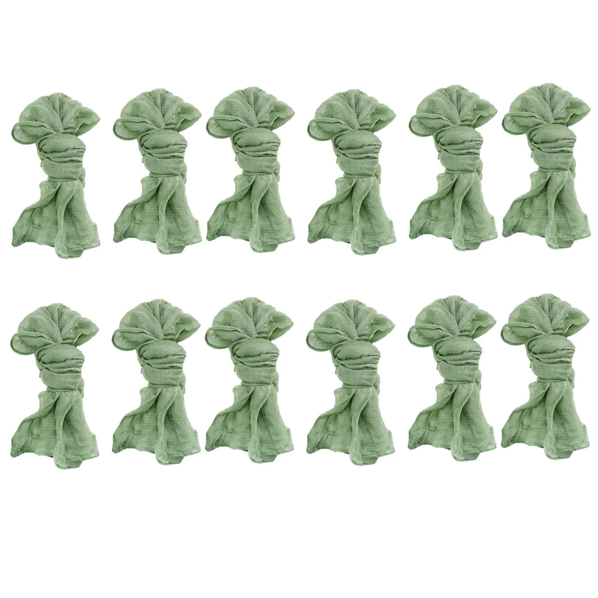 Gauze Cheesecloth Napkins Wrinkled Dinner Napkins Table Napkins Decorative Cloth Napkins (Green, 12 Packs)