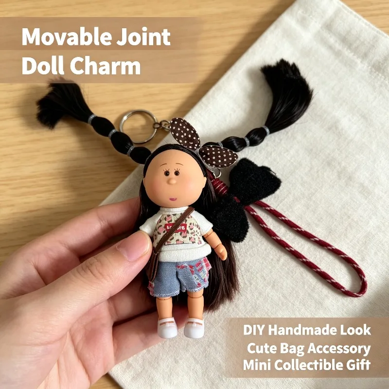 14cm Cute Vinyl Potato Figurine With Fashion Outfit Key Strap Keychain Hanging Decor Bag Accessory Gift