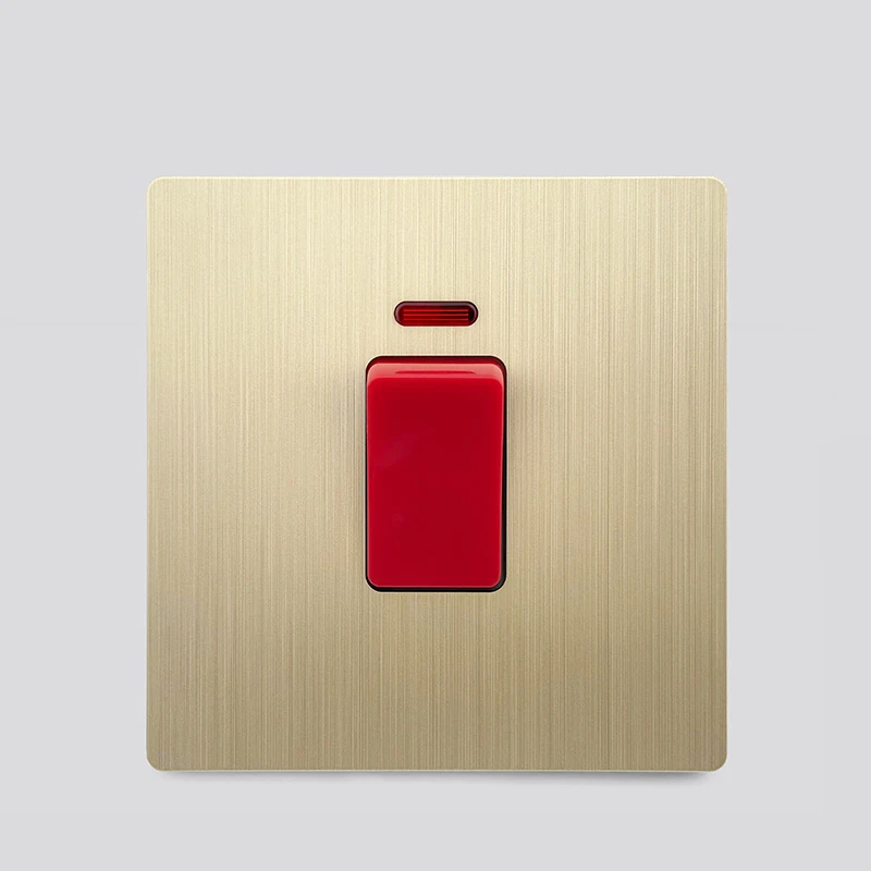 Luxe geborsteld goud ultradunne wand 1/2weg lichtschakelpaneel, EU FR stopcontact, UK universele 3-pins USB C-aansluiting AC 110-250V
