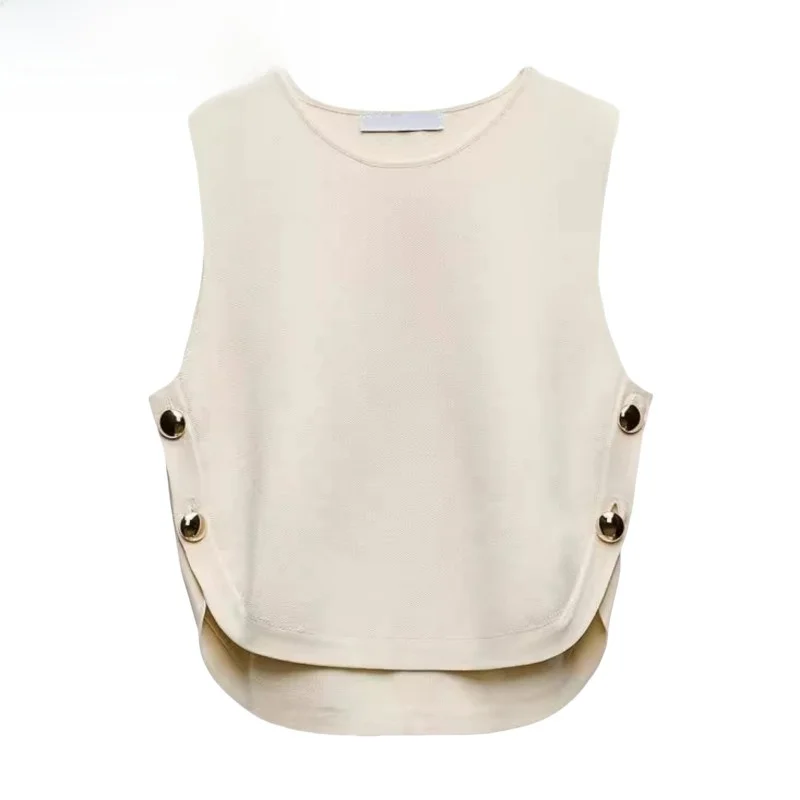 

New Women's round Ne Svel Knitted ort Vest Flat Needlework Faionable Versatile Color Autumn Collection