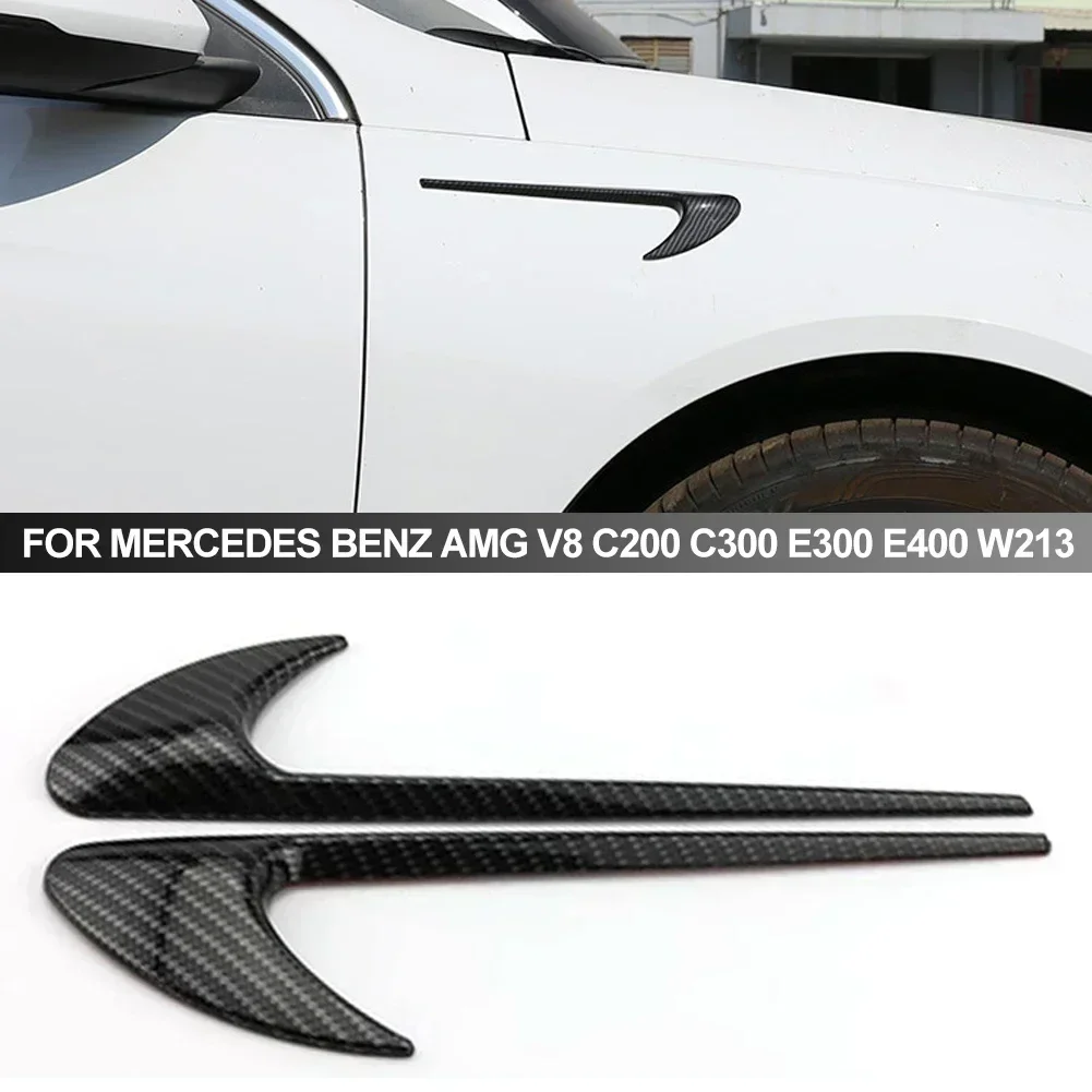 

For Mercedes Benz AMG V8 C200 C300 E300 E400 W213 C-Class W205 AMG 2Pcs Car Side Sticker Vent Fender Trim Emblem Blade Logo Trim