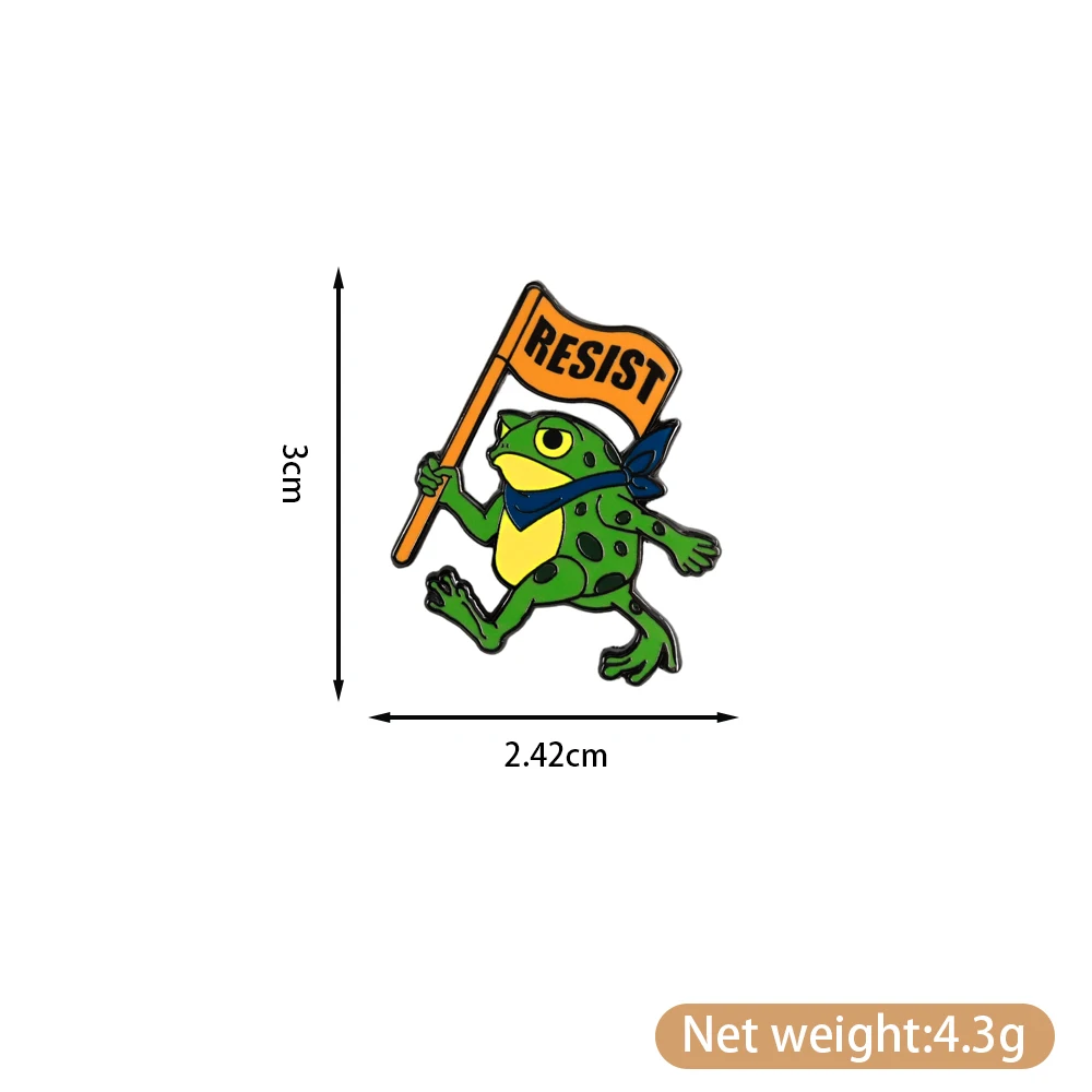 Resist Frog Enamel Pin Cartoon Frog Holding A Banner Badge For Clothing And Bags Event Accessories Unique Gift