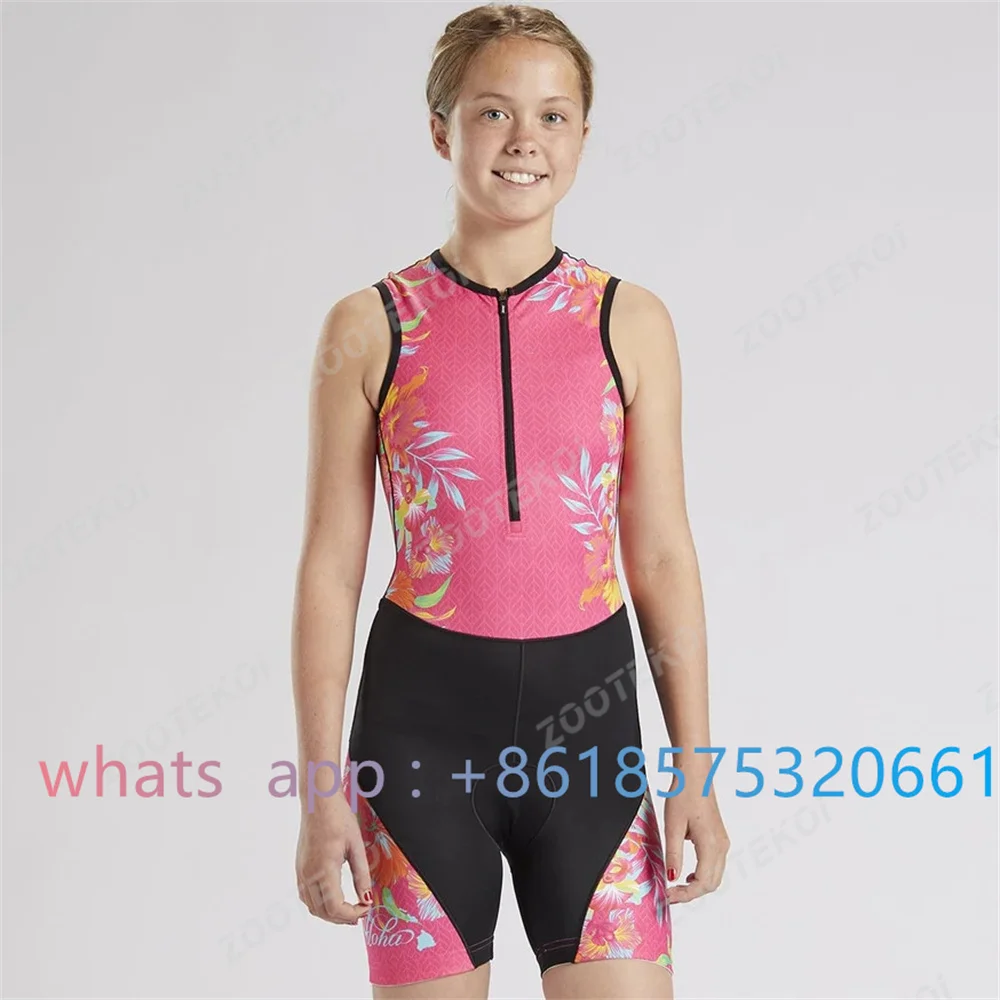 Zootekoi New Children\'s Cycling Jumpsuit Triathlon Race Bicycle Running Swimwear Clothing Kids Bike Pro Team Skinsuit