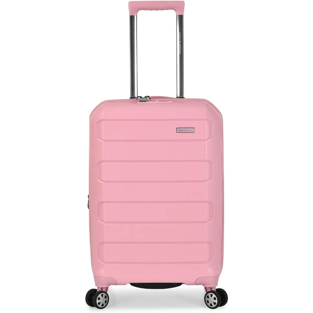 Traveler's Choice Pagosa Indestructible Hardshell Expandable Spinner Luggage, Pink, Carry-on