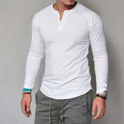 Spring Summer Men'S Slim Fit V Neck Short T-Shirts Casual Tops Solid Long Sleeve Muscle Tee Daily Wear Top Clothes 2024 Tops