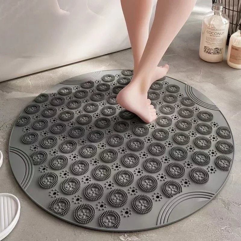 Runde Massage-Badematte, 55 x 55 cm, rutschfeste Duschmatte, Badezimmermatte, maschinenwaschbare Badematte mit Drainagelöchern und Saugnäpfen
